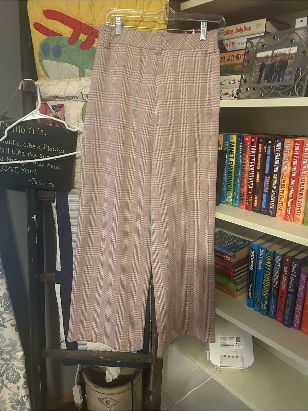 HALARA Blush Plaid High-Waist Wide-Leg Crop Pants - Picture 4 of 4